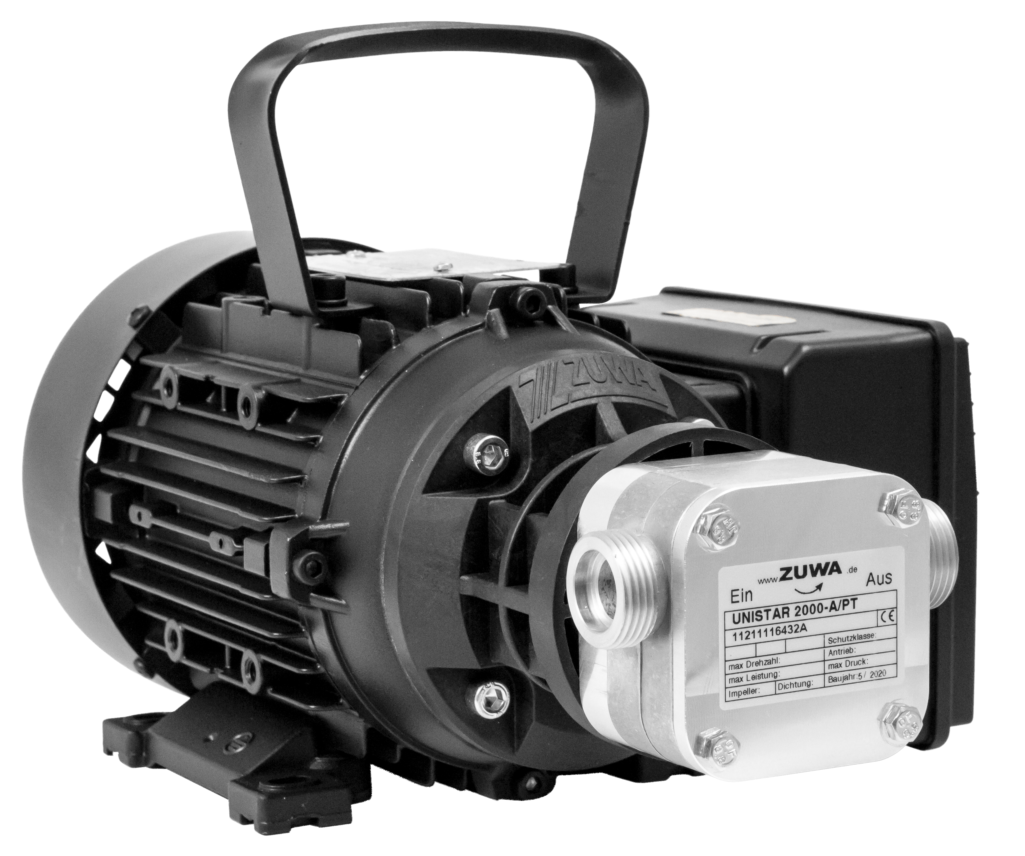 Impellerpumpe mit Motor, Kabel und Stecker